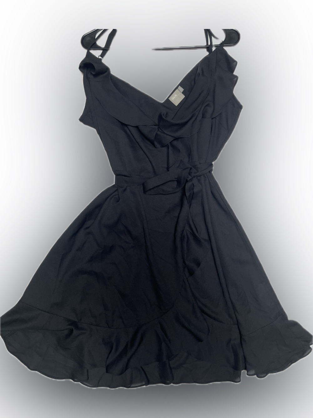 ASOS  Black spaghetti strap ruffled  wrap mini dress